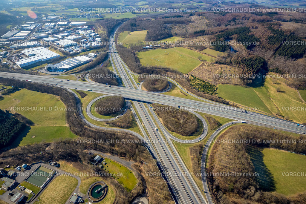 Wenden220207412A45-Autobahnkreuz-Olpe-Sued | Autobahnkreuz Olpe-Süd, Autobahn A4 und Autobahn A45, Gerlingen, Wenden, Sauerland, Nordrhein-Westfalen, Deutschland