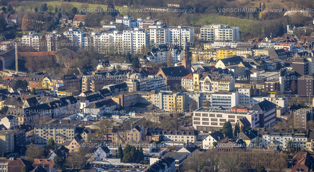 Bochum220200684Wattenscheid | Luftbild, Stadtansicht mit evang. Friedenskirche und Hochhaussiedlung Gertrudenhof in Wattenscheid in Bochum, Ruhrgebiet, Nordrhein-Westfalen, Deutschland