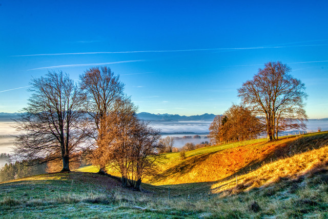 Morgenstimmung am Auerberg | Über dem Morgennebel am Auerberg im Allgäu bei Bernbeuren - Realisiert mit Pictrs.com