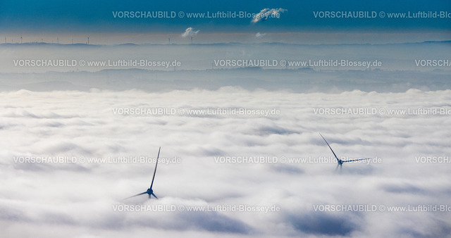 Hamm211200023RhynernWindkraftwerk | Luftbild, Windkraftanlagen im Nebel im Ortsteil Rhynern in Hamm, Ruhrgebiet, Nordrhein-Westfalen, Deutschland